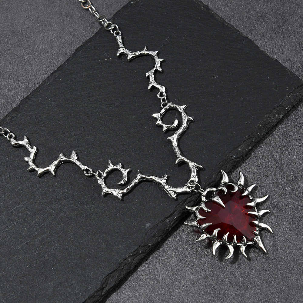 Wholesale Red Gothic Punk n Heart Pendant Necklace - Chic Jewelry Accessory for Gift