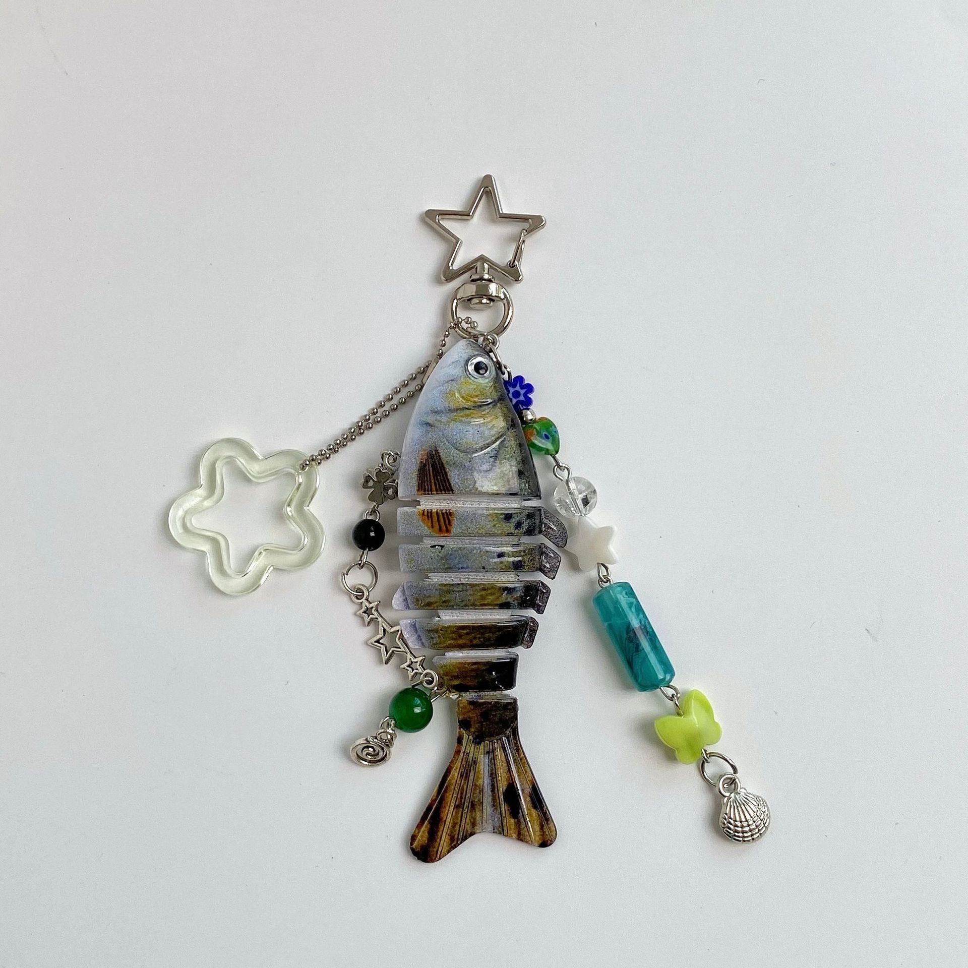 Wholesale 5pcs marine small fish multi-section fish keychains