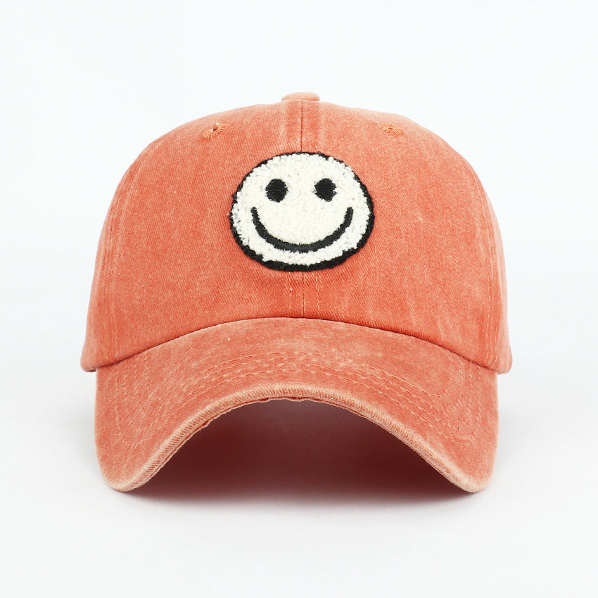 Wholesale Baseball Cap Plush Embroidered Patch Smiley Cotton Vintage Hat ACC-HT-RongZhao010