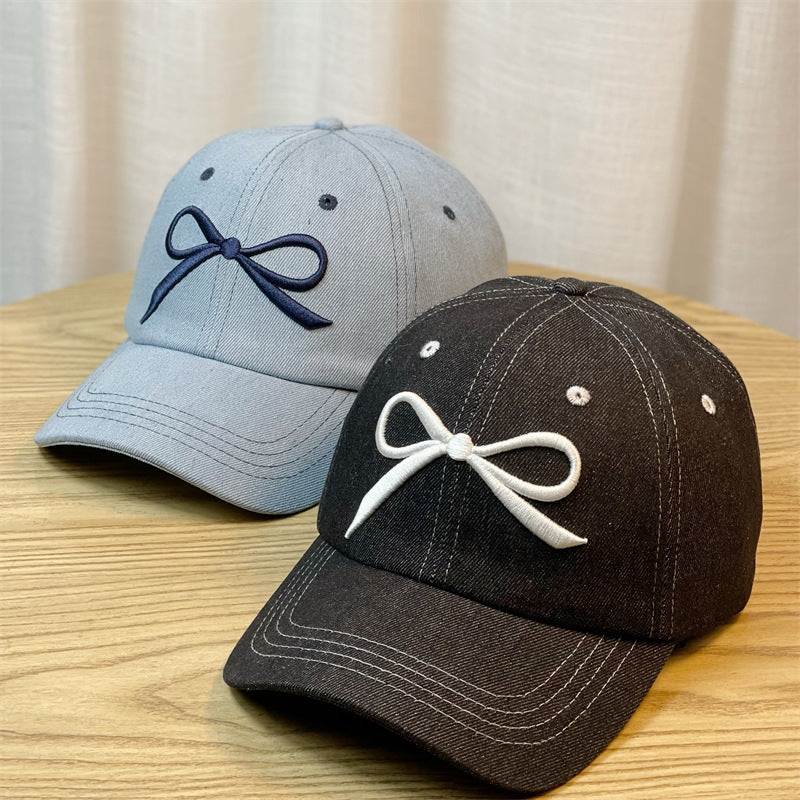 Wholesale Bow Denim Baseball Cap Peaked Cap Hat ACC-HT-RuYi001