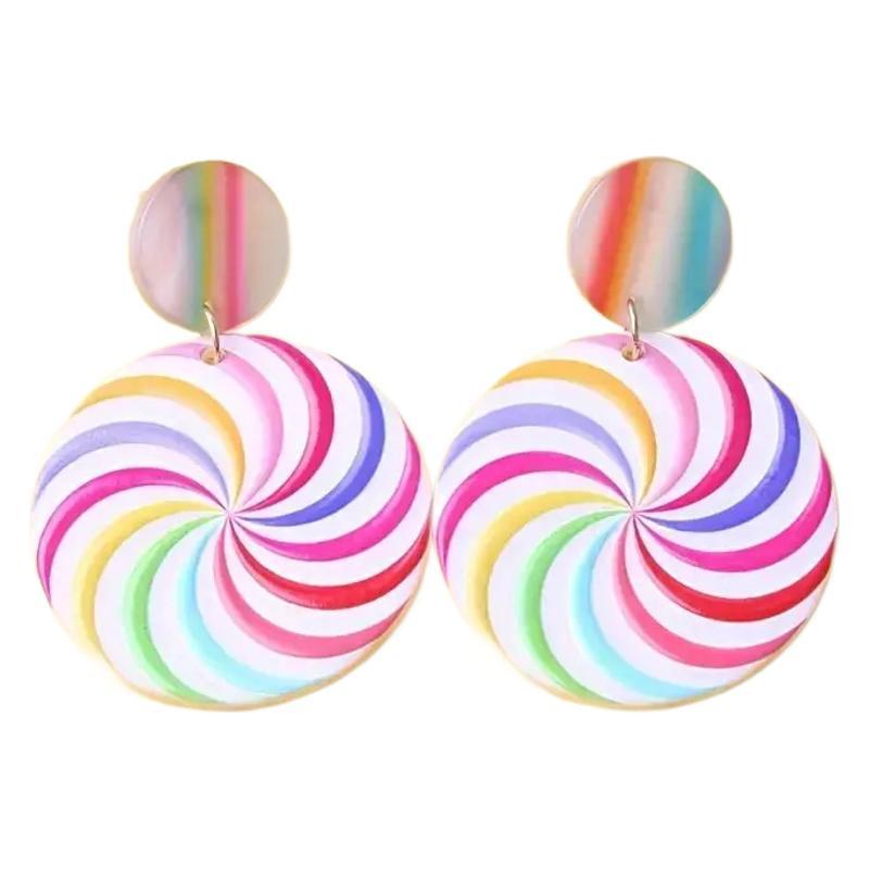 Wholesale  Candy Cute Earrings Colorful Round Lollipop Pattern Earrings