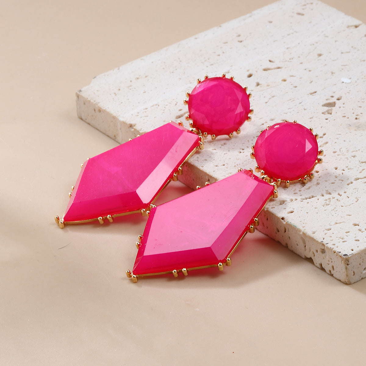 Wholesale Acetic Acid Board Earrings Exaggerated Earrings Round Hexagonal Board Earrings Bohemian Style Jewelry ACC-ES-JL003