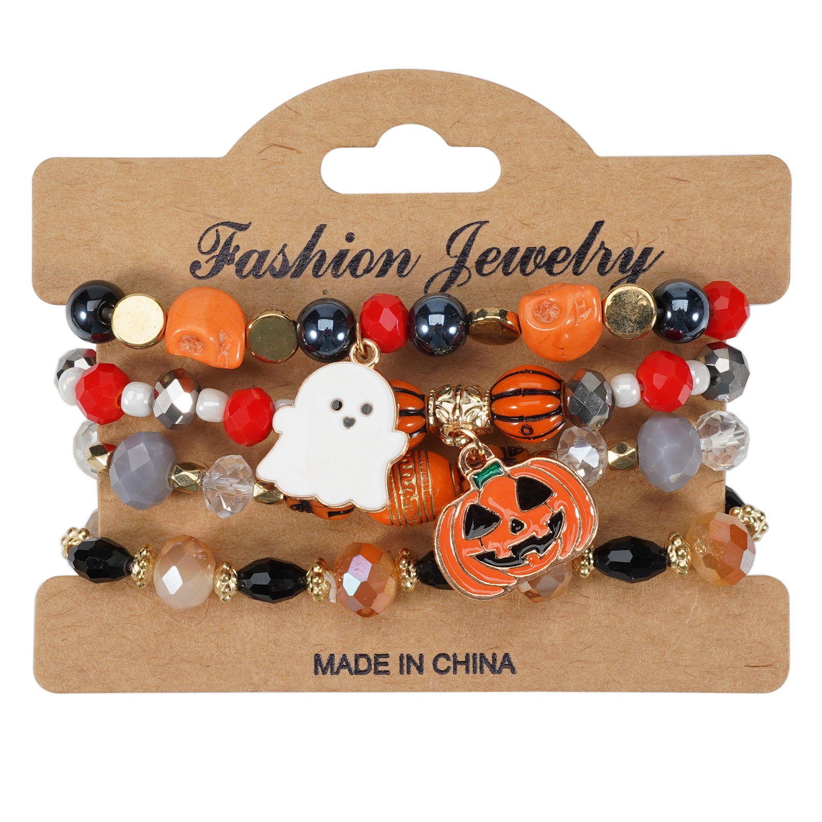 Wholesale Halloween Multi-layer Bat Pumpkin Spider Polymer Clay Bracelet Layered Bracelet Set ACC-BT-XinY013