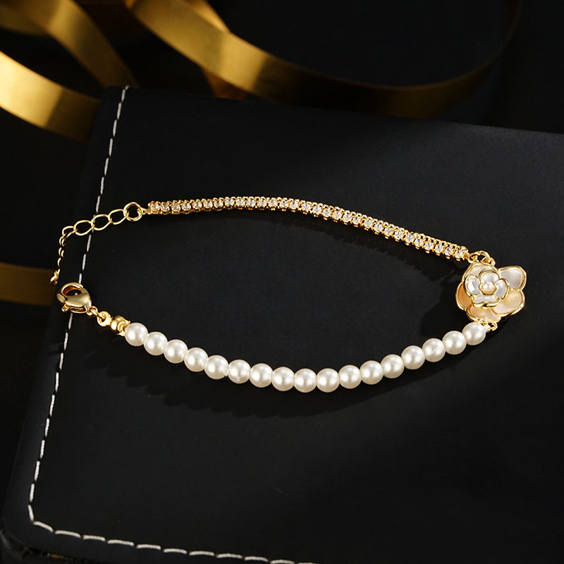 Wholesale Beaded Water Drop Oil Camellia Bracelet