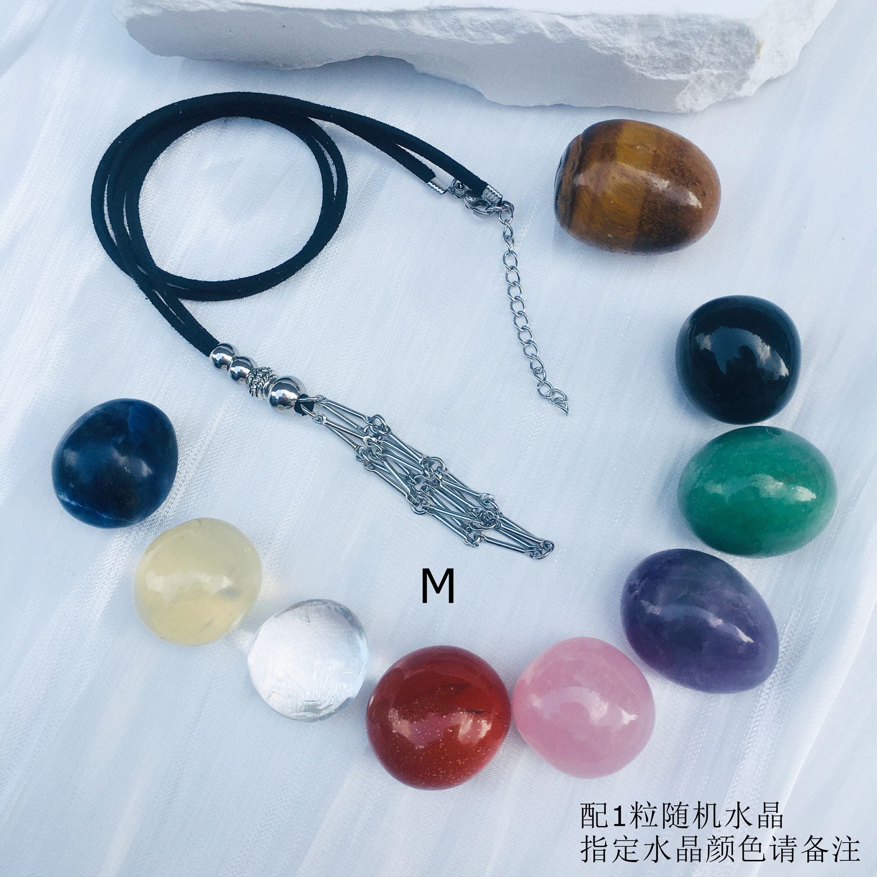 Wholesale Crystal Natural Stone Bamboo Adjustable Metal Mesh Necklace ACC-NE-RongGuan001