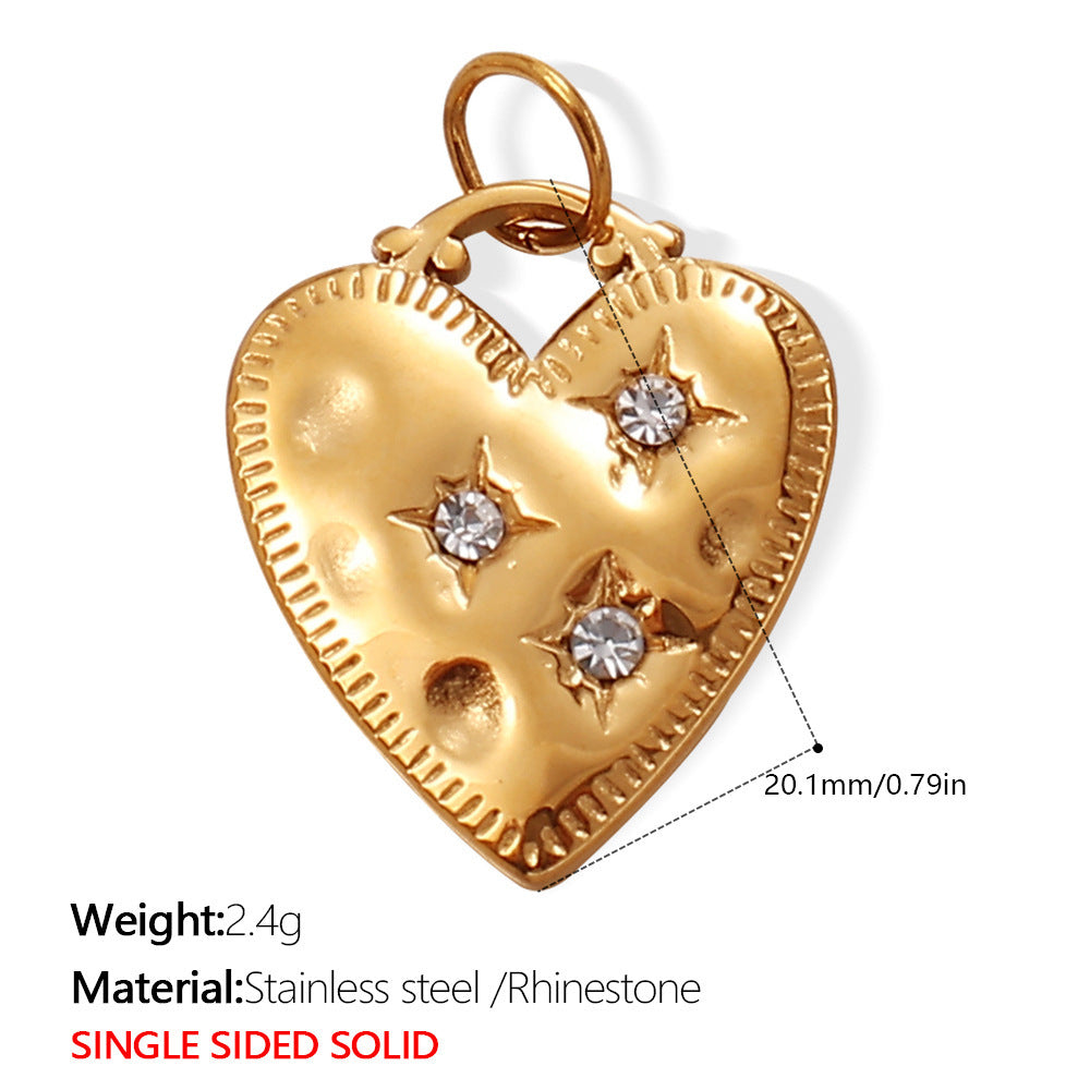 Wholesale  Variety of Peach Heart Stainless Steel Pendant Accessories Collection Lava Diamond Heart DIY Necklace Jewelry