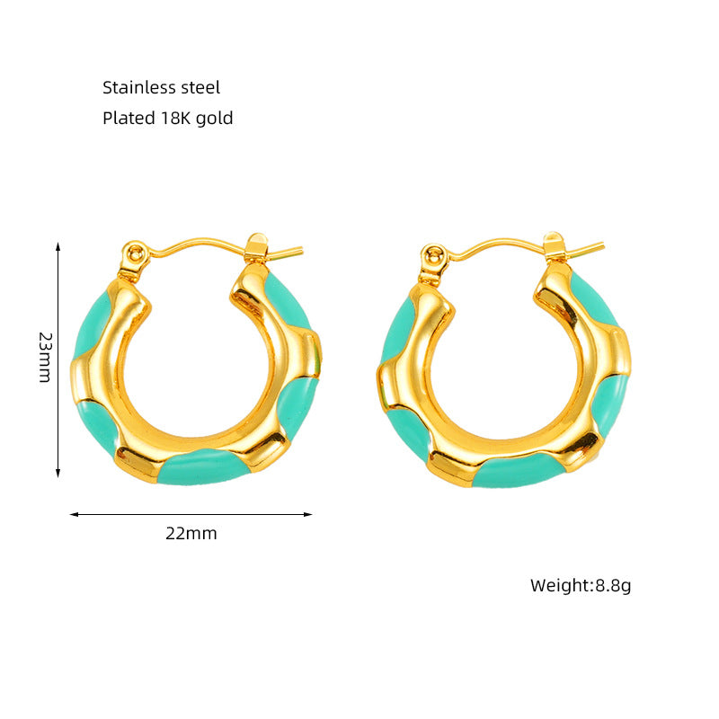 Wholesale Vintage Circle Stainless Steel Earrings Gold Earrings ACC-ES-Zhongy006