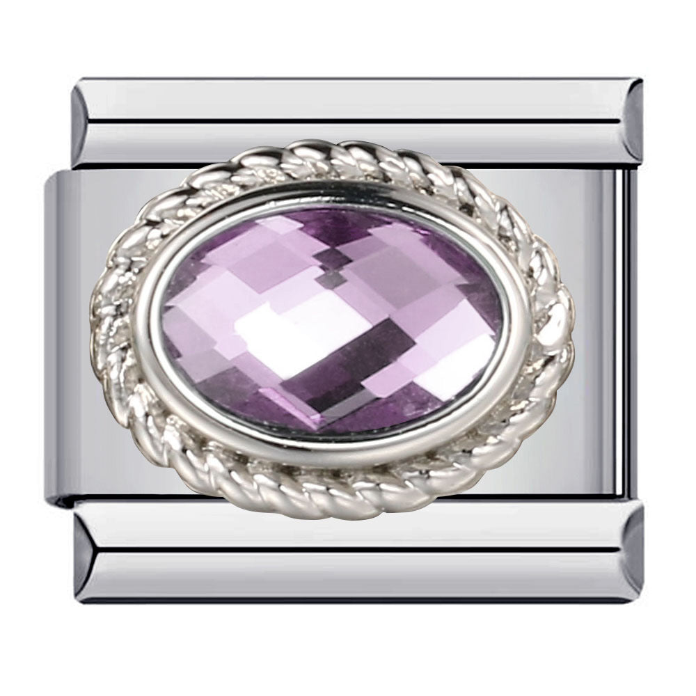 Wholesale italian 12 birthstone module bracelet stainless steel welding color zircon DIY Charms