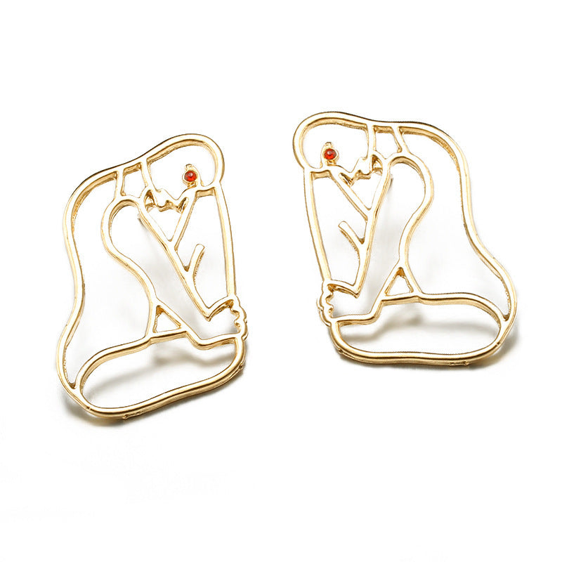 Wholesale  diamond-embedded geometric earrings