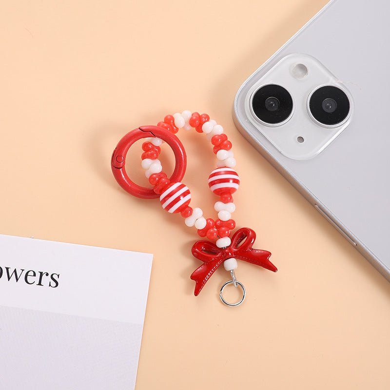 Wholesale Cartoon Bow Beaded Keychain