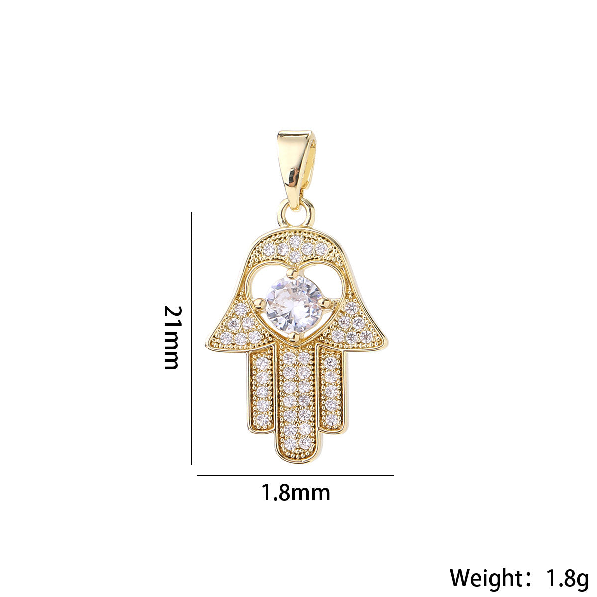 Wholesale Gold Tone Evil Eye Hamsa Hand Pendant Micro Zircon DIY Necklace Charm For Jewelry Making Boutique Resale