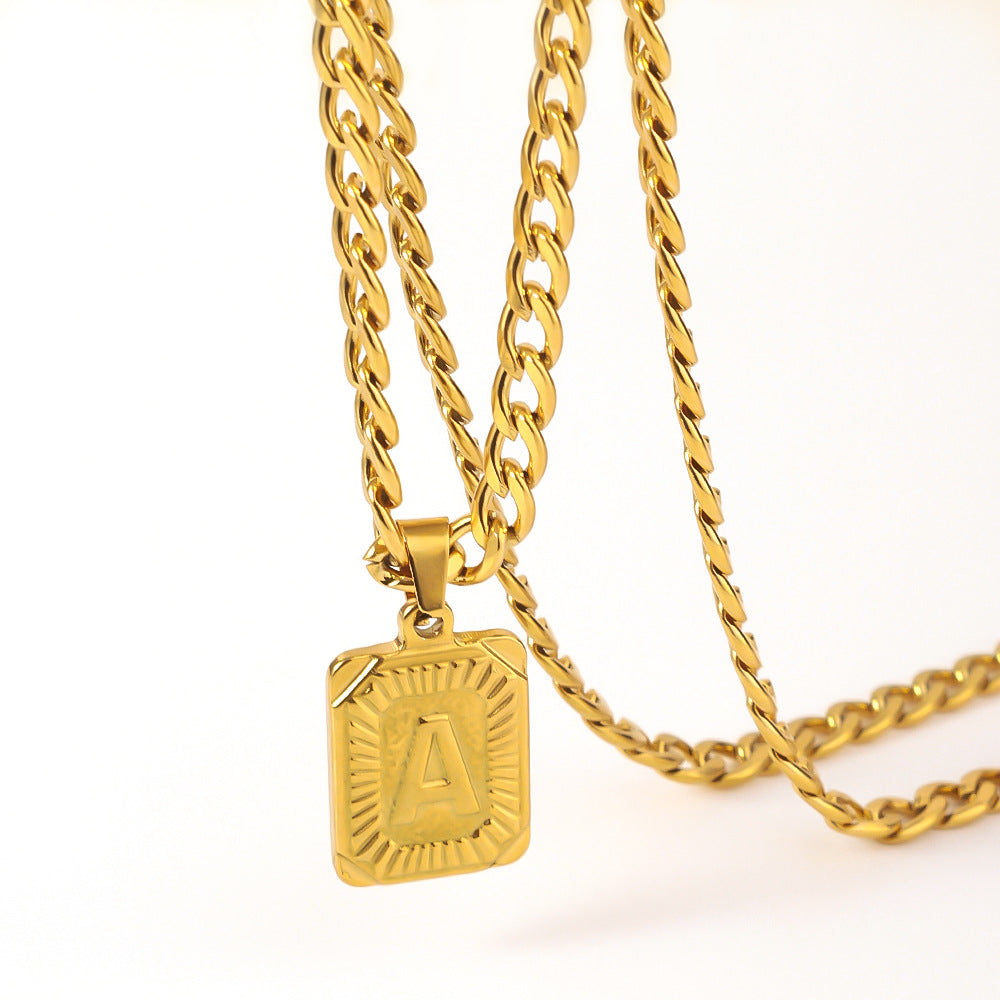 Wholesale Titanium Steel Pendant Letter Brand Necklace