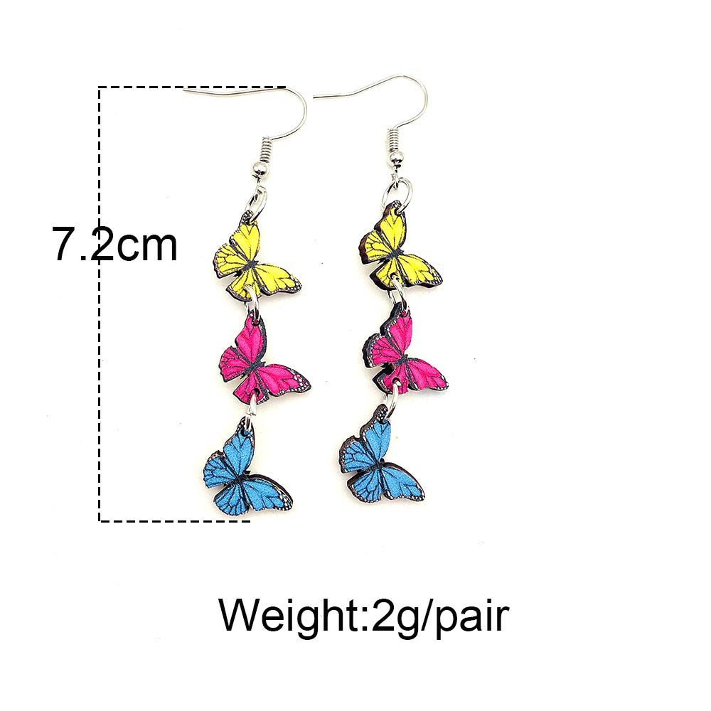 Wholesale Color Butterfly Wooden Earrings Heart Earrings