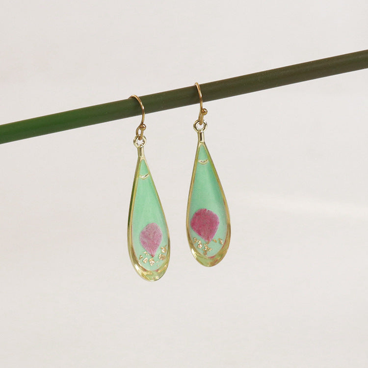 Wholesale 6pcs/pack Herbarium Resin Colored Dried Flower Earrings