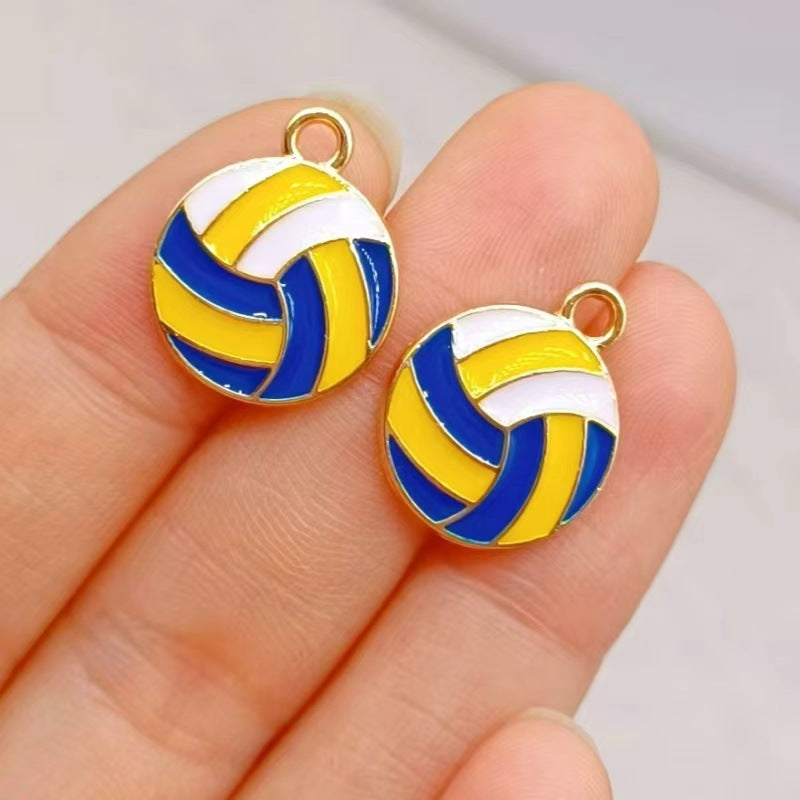 Wholesale DIY Alloy Drip Oil Accessories Sports Equipment Football Basketball Volleyball Pendant Keychain Bracelet Jewelry Pendant