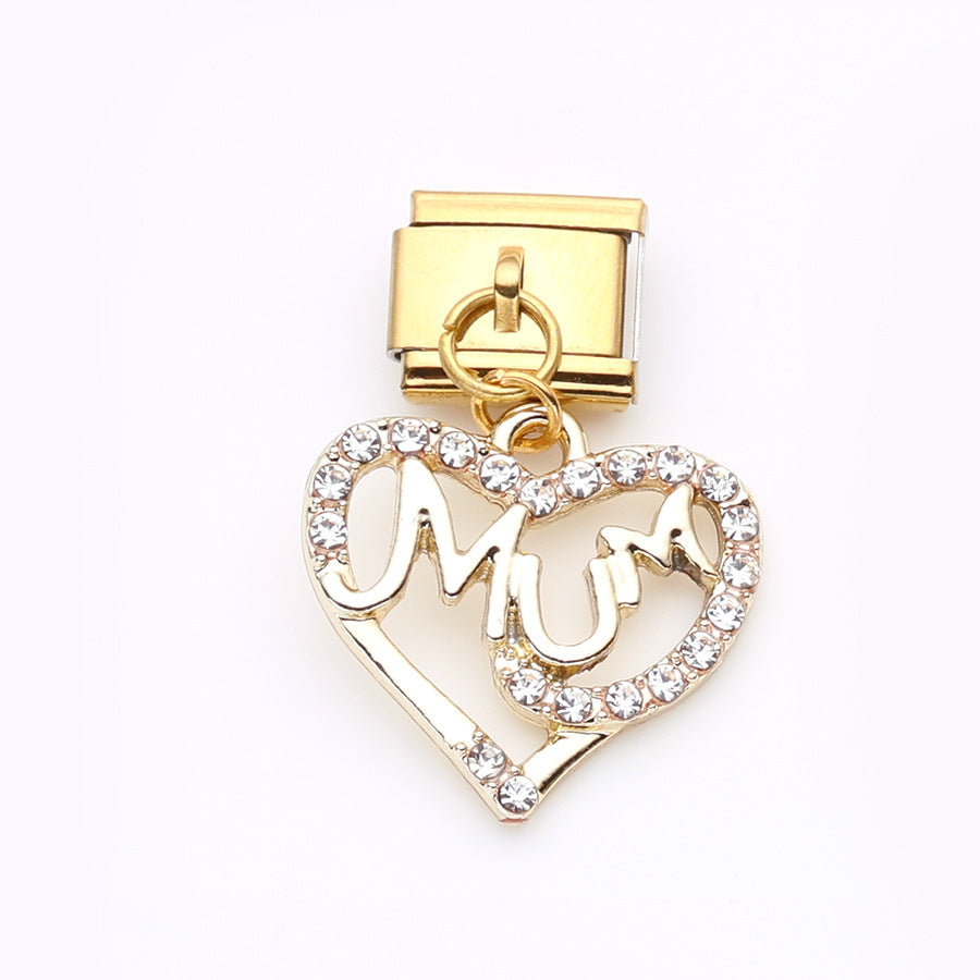 Wholesale 10pcs Italian Charm Bracelet 9mm DIY Splicing Love Pendant Stainless Steel Composable Bracelet