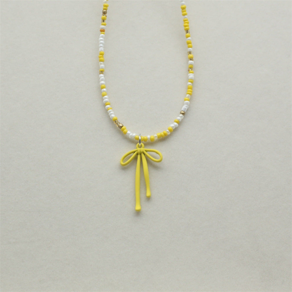 Wholesale  Luxury  Beads Beaded Bowknot Pendant Necklace