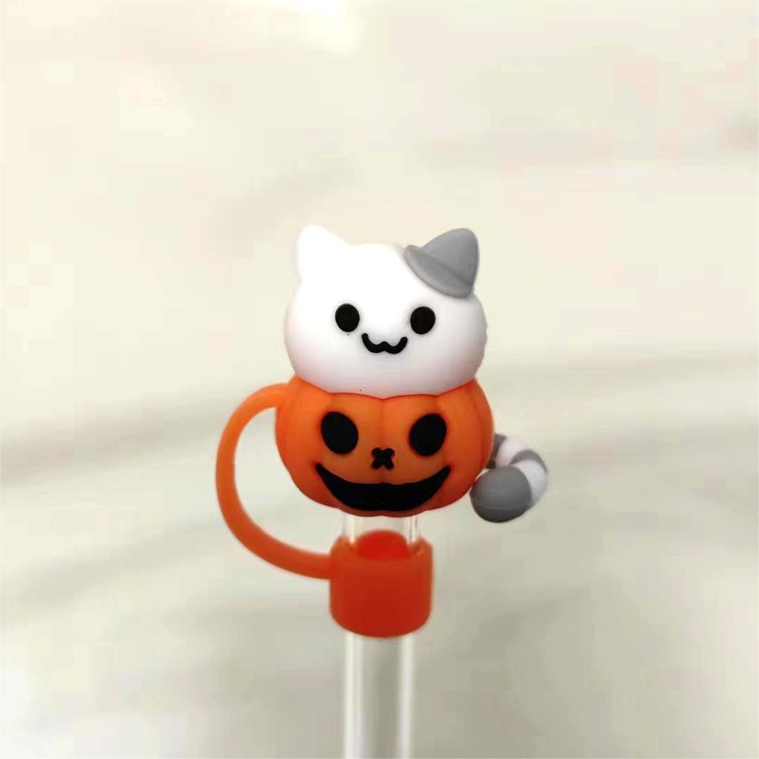 Wholesale  10mm Halloween Creative Cartoon Sports PVC Soft Straw Tube Cap