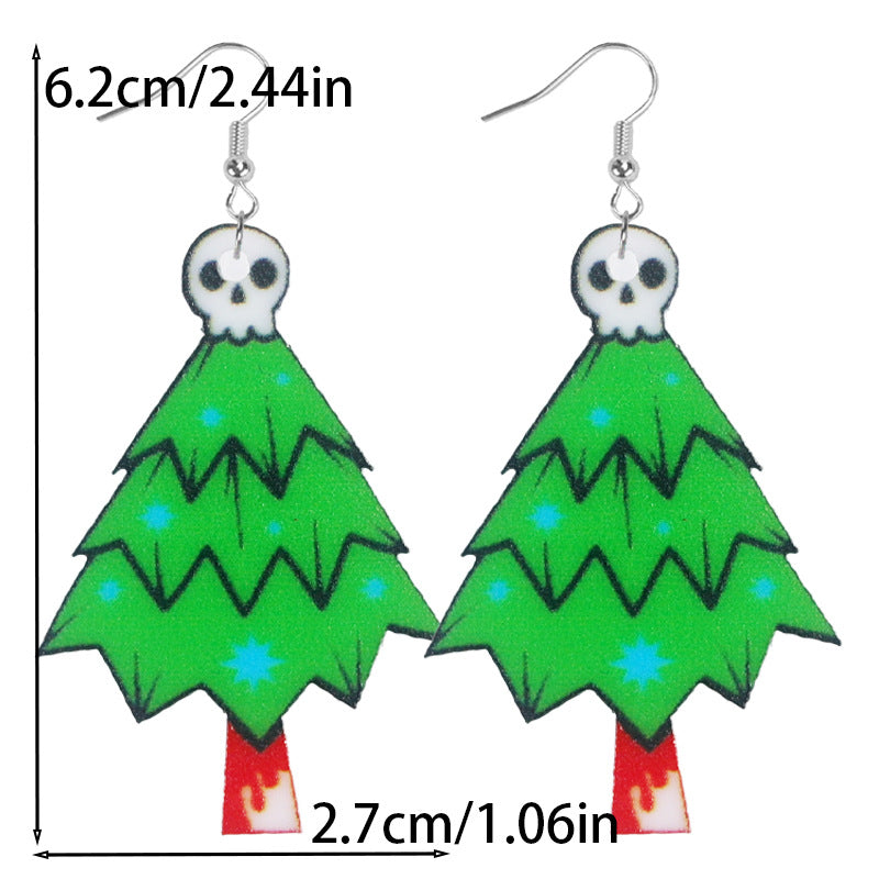 Wholesale Halloween Christmas Cute Skull Lollipop Christmas Tree Acrylic Earrings ACC-ES-WeiAn005