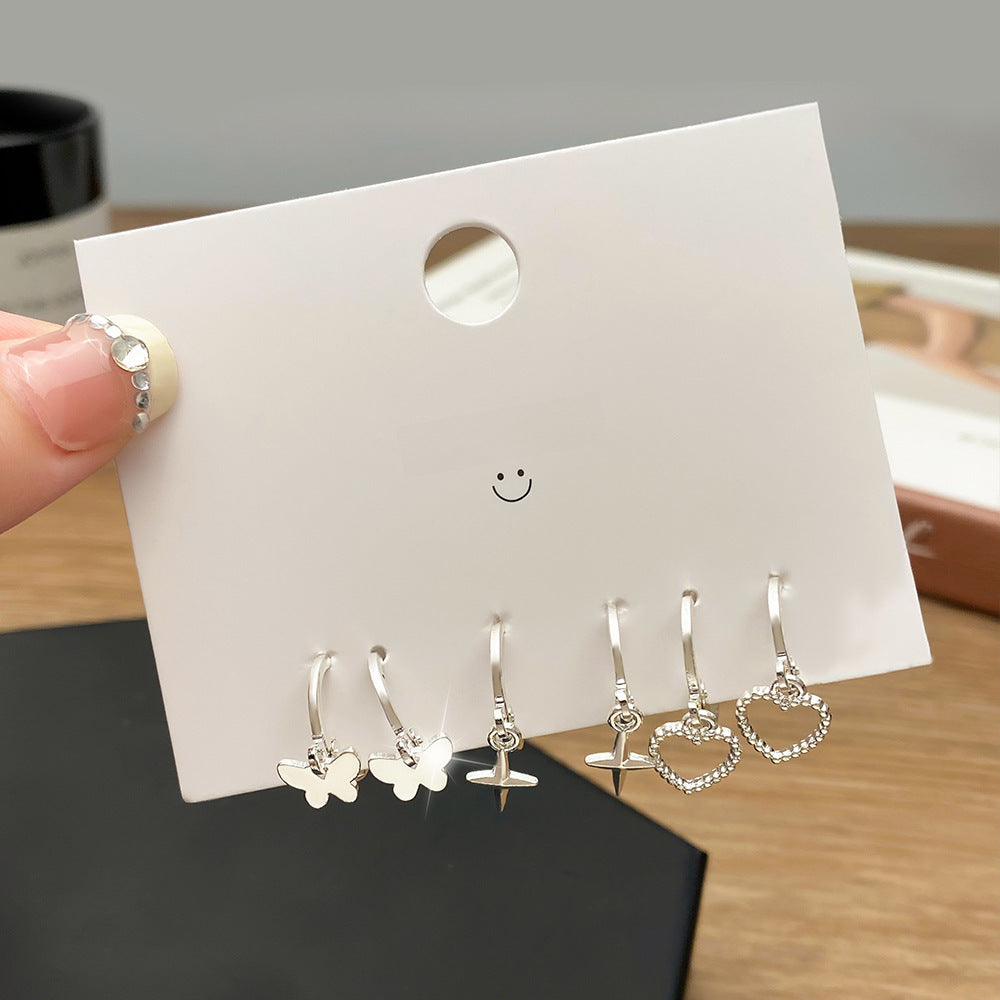 Wholesale 6pcs/set Love Ring  Earrings Distinctive Ear Buckle Advanced Sense Card Earrings
