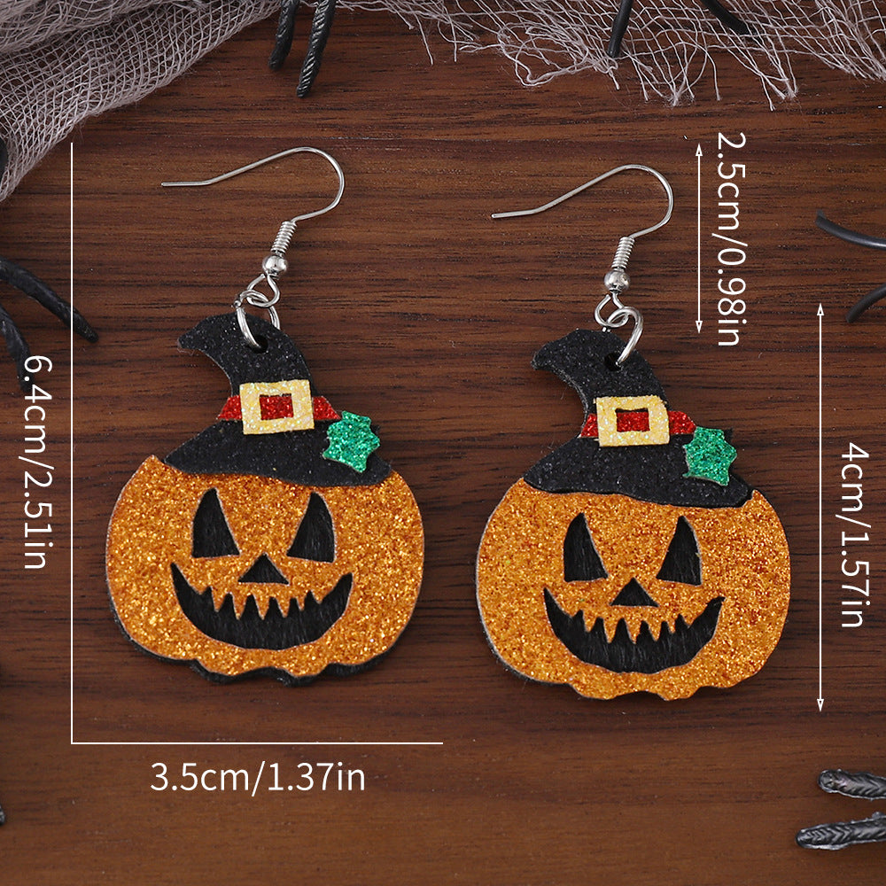 Wholesale Halloween Ghost Face Pumpkin Sequin Pendant Earrings