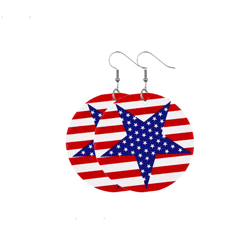 Wholesale American Independence Day Leather Earrings ACC-ES-CY022