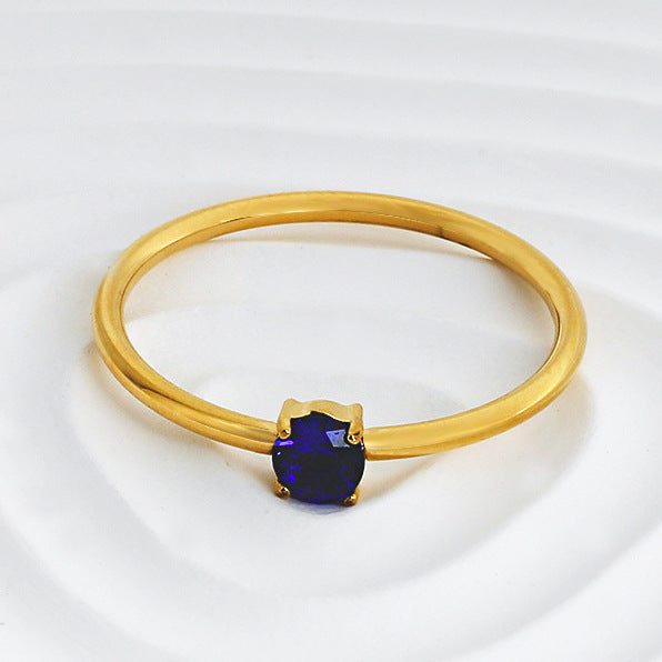 Wholesale 2PCS Titanium steel colored zircon ring