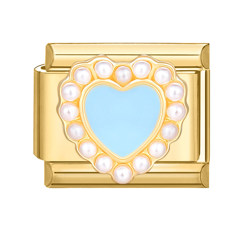 Wholesale Italian Beaded Bracelet 9mm DIY Splicing Removable Gold Bottom Diamond Pendant Series Stainless Steel Combinable Bracelet