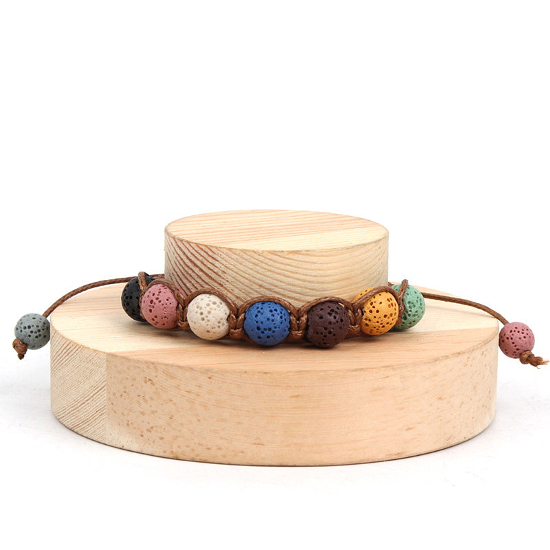 Wholesale macaron volcanic stone handmade braided bracelet
