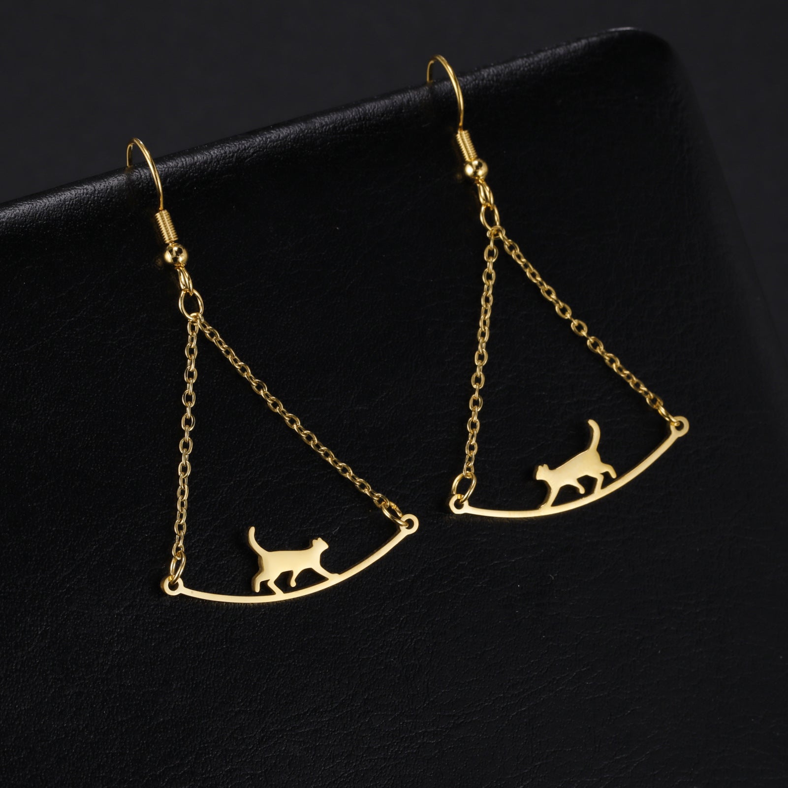 Wholesale Cat Pendant Stainless Steel Earrings ACC-ES-QiJu008