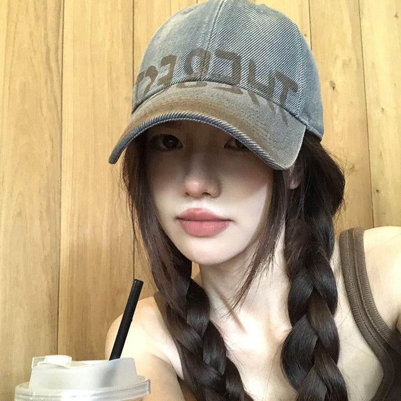 Wholesale Washed old letters retro wide soft top hat