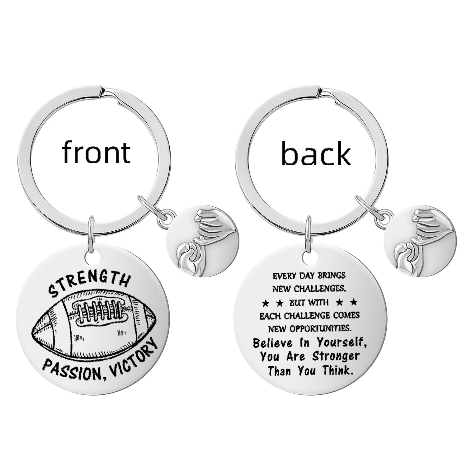 Wholesale metal doll engraved round stainless steel keychain