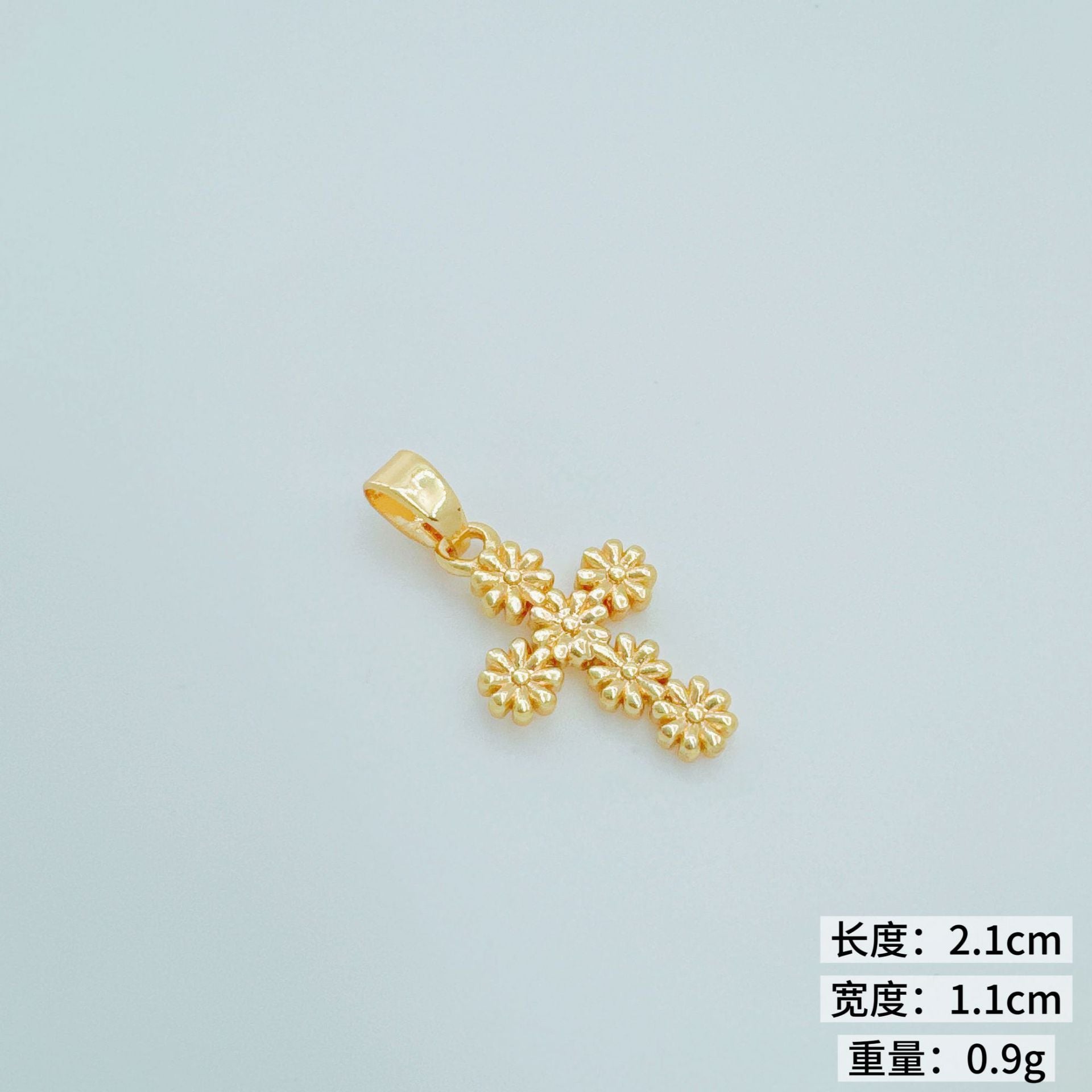 Wholesale Light Luxury Gold Plated Copper Cross Pendant with Zircon