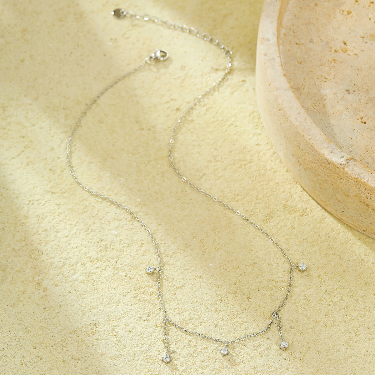 Wholesale stainless steel zircon pendant light luxury necklace jewelry