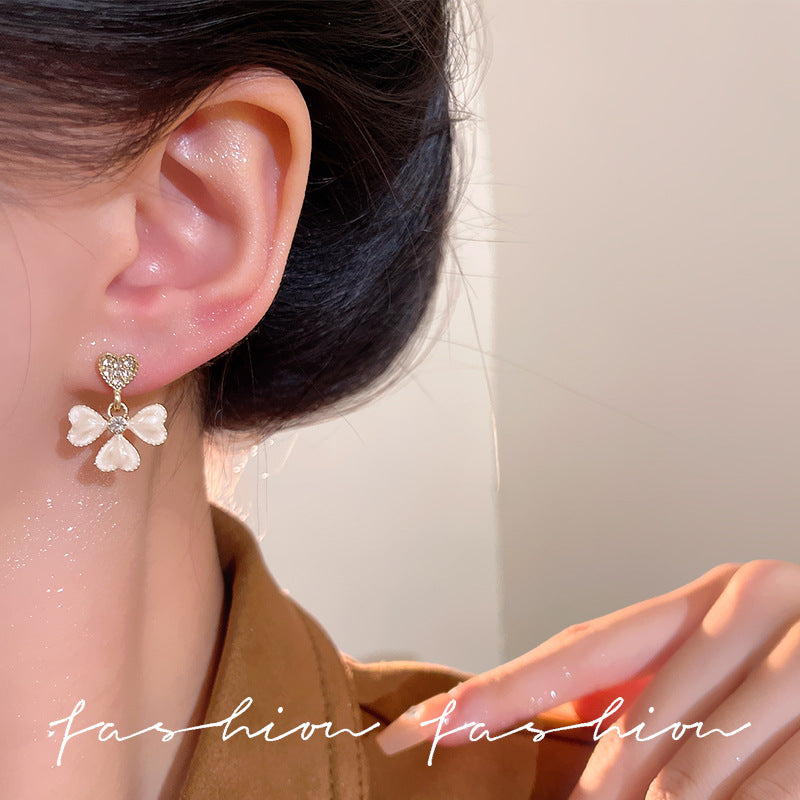 Wholesale  Love Flower Stud Earrings Women's 925 Silver Needle Long Tassel Earrings