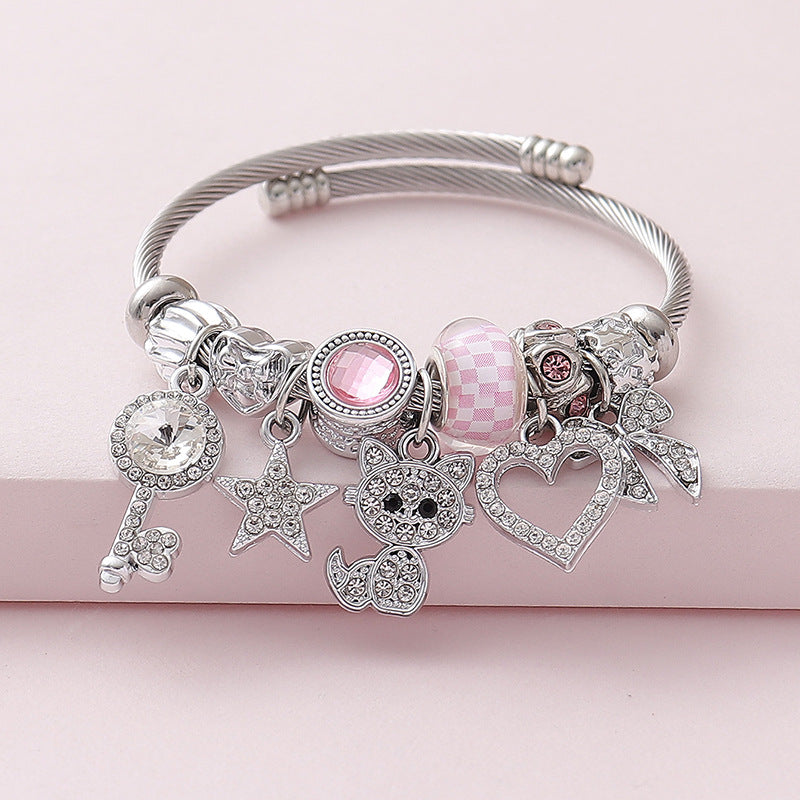Wholesale Cute Animal Series Butterfly Elephant Bear Beaded  Opening Bracelet