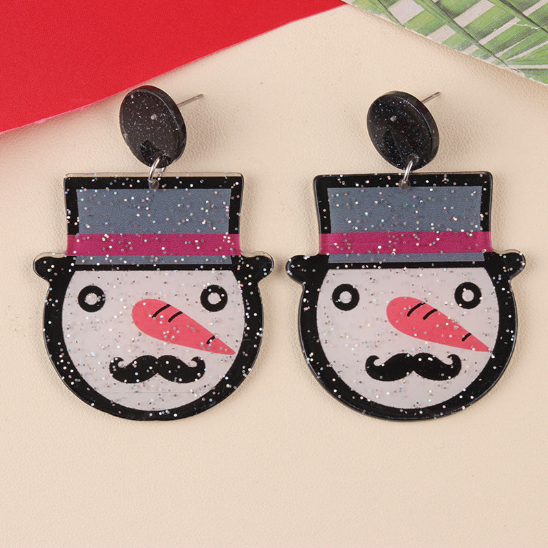 Wholesale Christmas Cartoon Acrylic Christmas Tree Deer Snowflake  Earrings