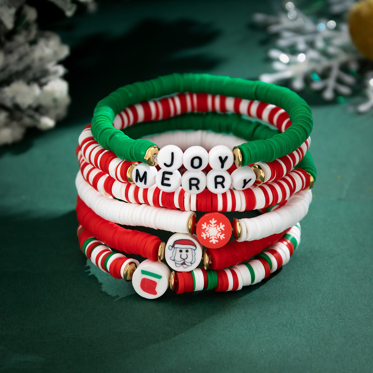Wholesale  Christmas soft pottery glass beaded bracelet