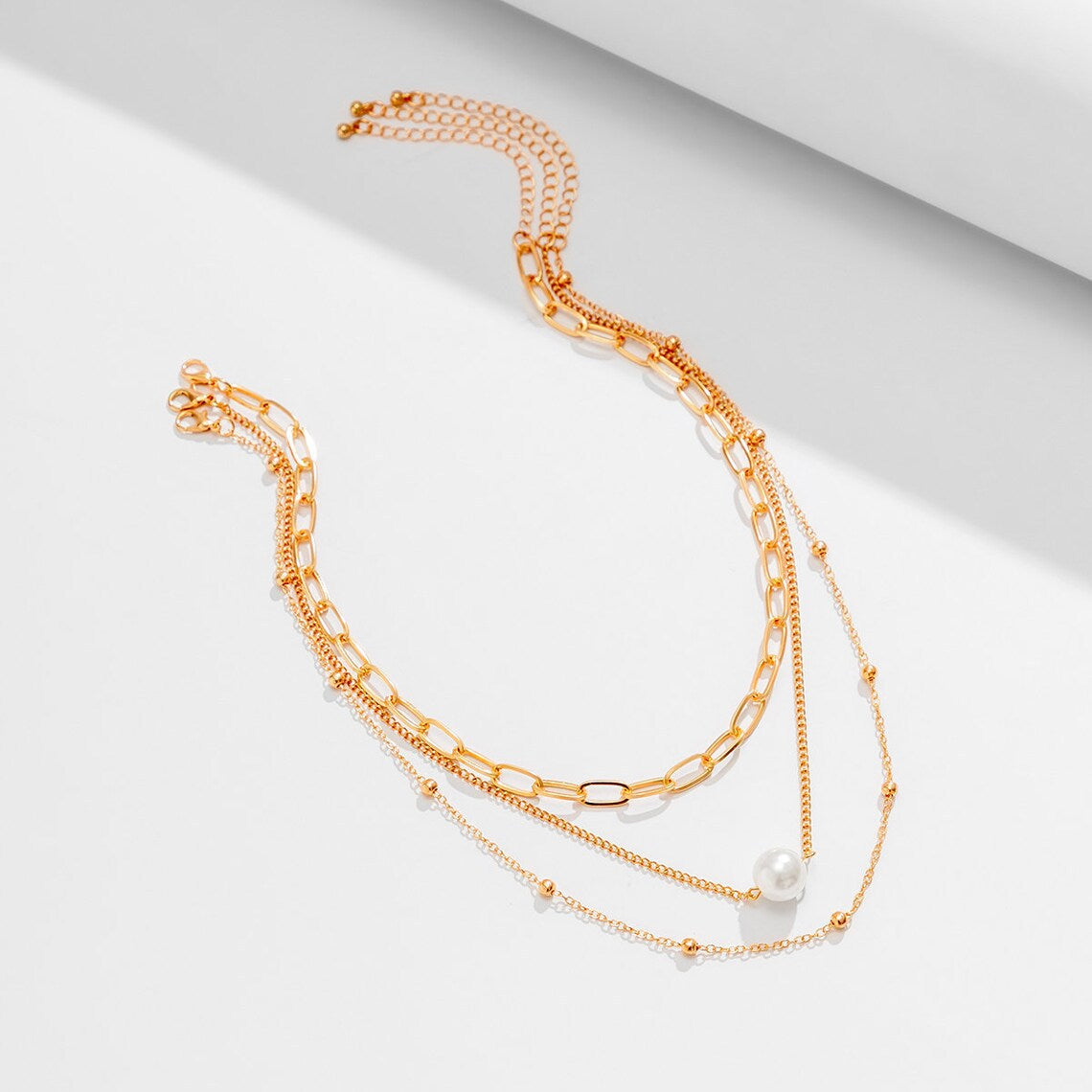 Wholesale e Multi-layer Pearl Necklace  Bead Chain