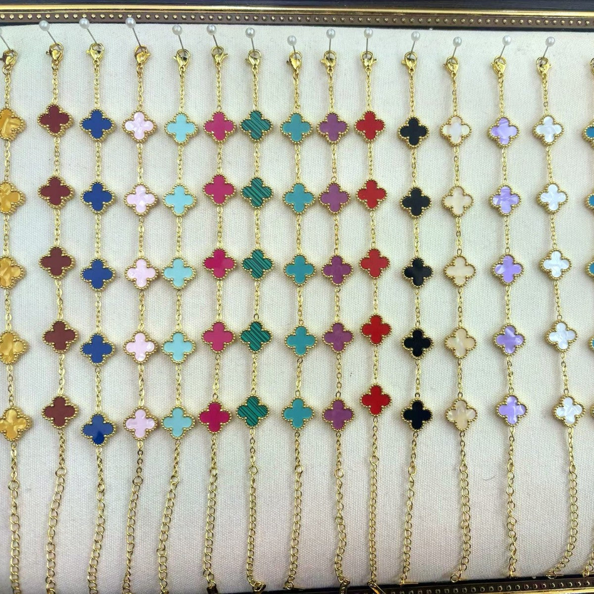 Wholesale Four-Leaf Clover Clover Charm Bracelet 13mm Titanium Steel Electroplated Fashion Jewelry for Women