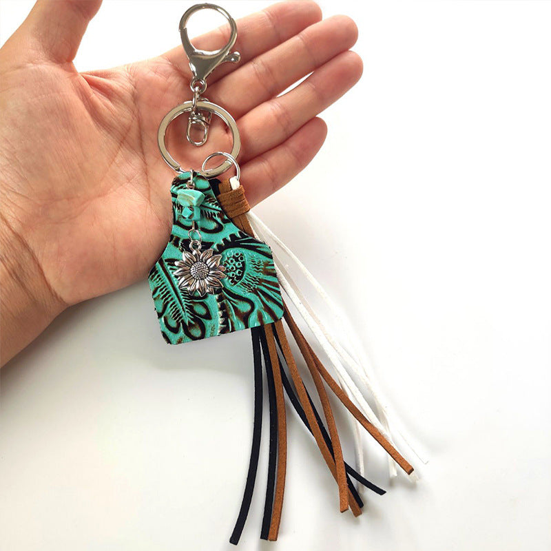 Wholesale Western Cowboy Style Leather Tassel Keychain ACC-KC-HeYi004