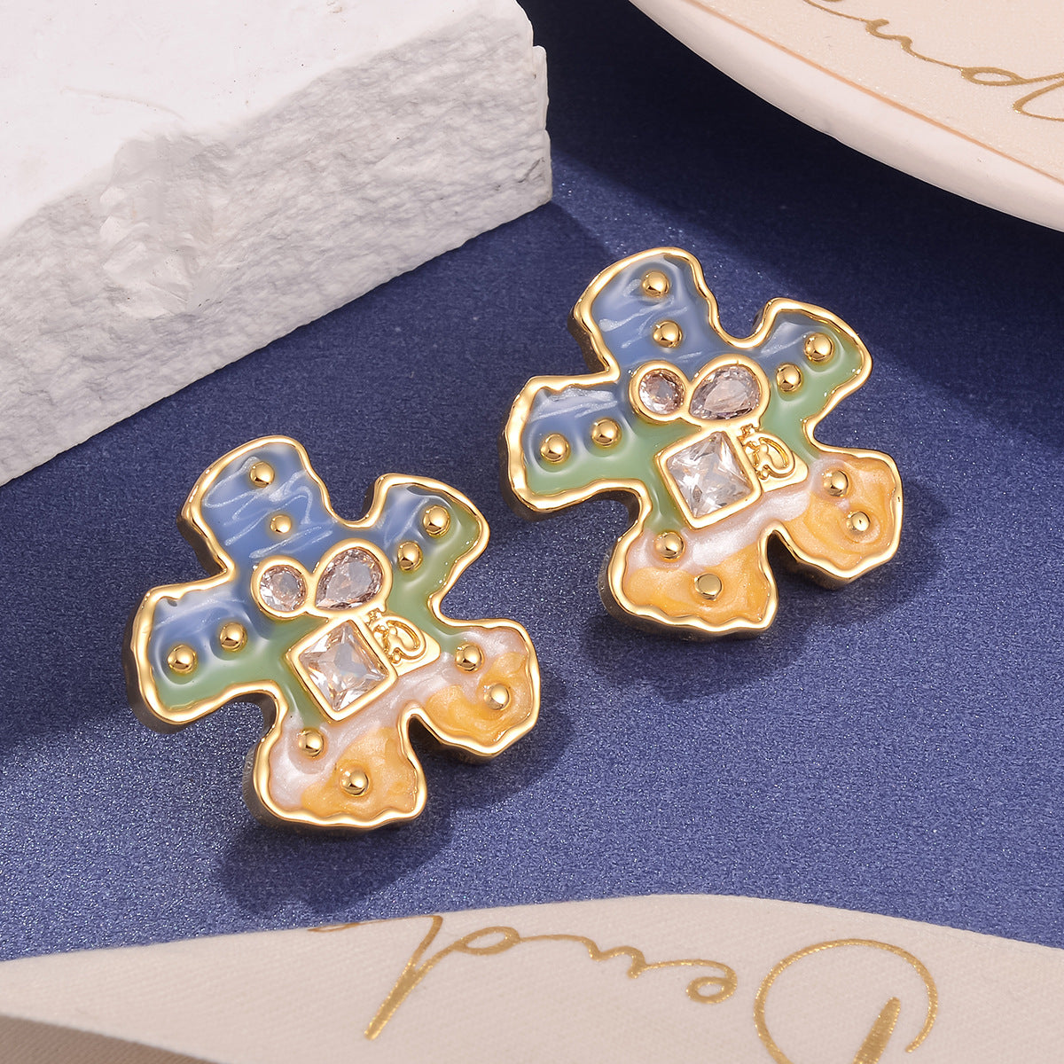 Wholesale Enameled Gradient Oil Drop Earrings