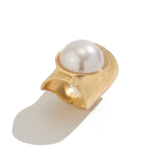 Wholesale Inlaid pearl wide opening adjustable rings jewelry