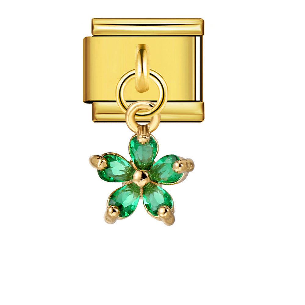 Wholesale  Italian Charm Bracelet 9mm DIY Pearl and Gemstone Hook Pendant Creative Stainless Steel Composable Bracelet