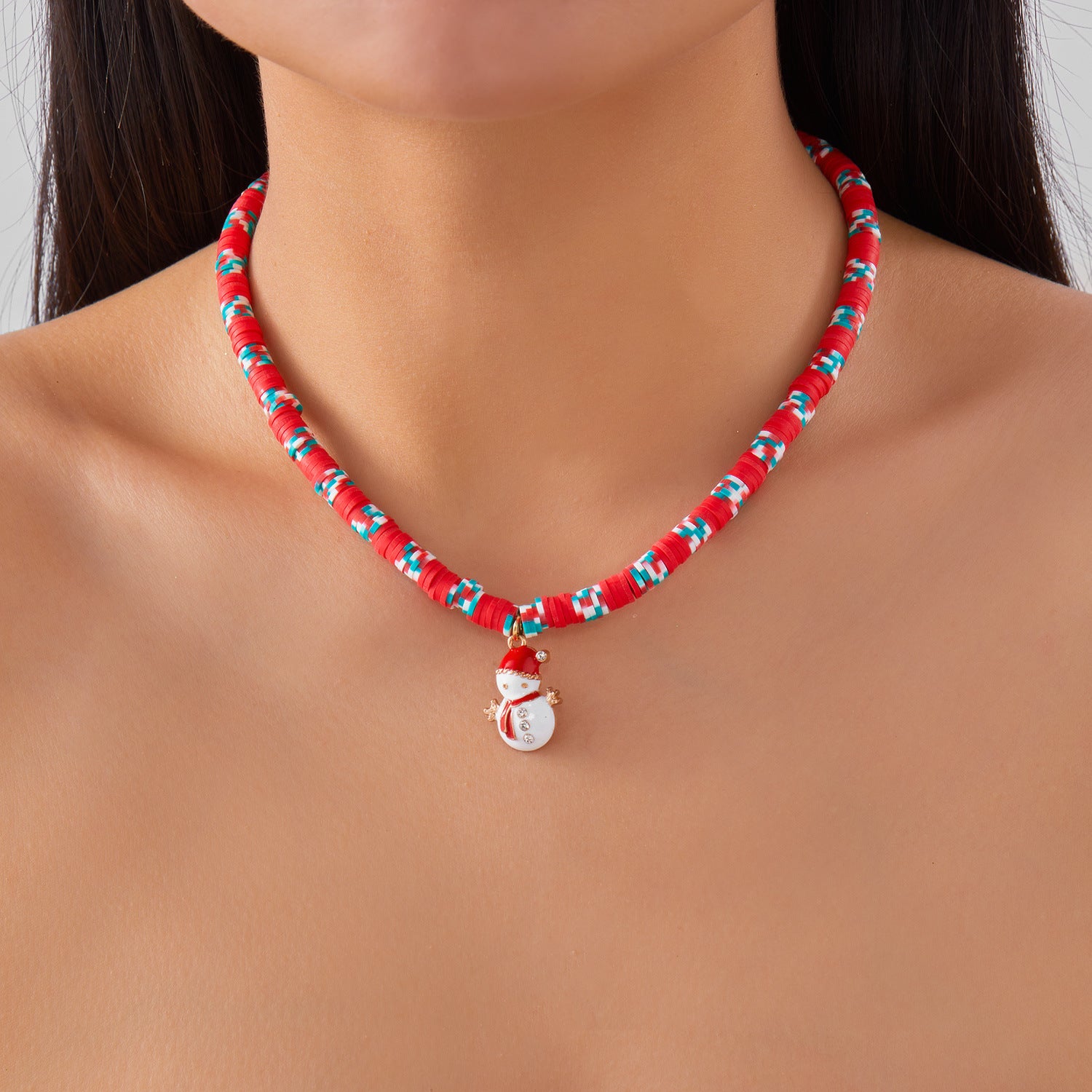 Wholesale Polymer Clay Christmas Tree Wreath Snowman Necklace