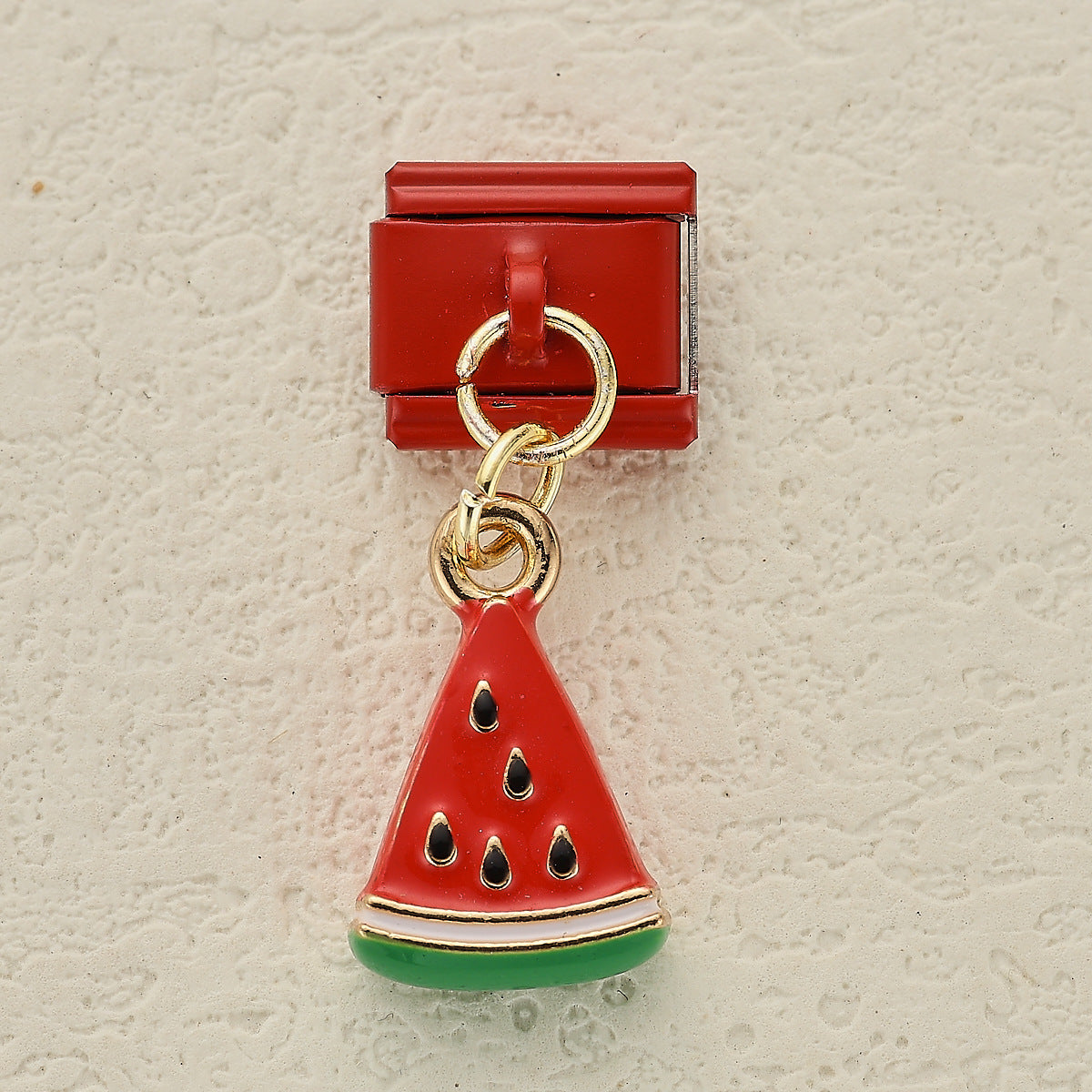 Wholesale 5pcsvCherry Strawberry Watermelon Pendant Red Italian Module DIY Stainless Steel Bracelet Accessories