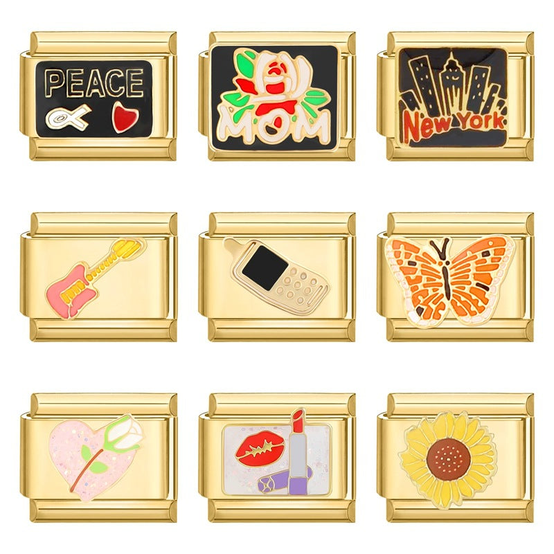 Wholesale Italian Charm Bracelet 9mm DIY Splicing Removable  Stainless Steel Composable Bracelet