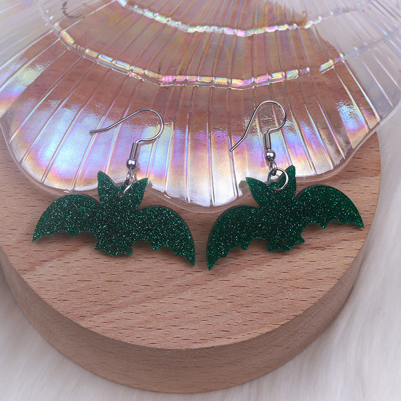 Wholesale Halloween Earrings Long Stitching Bat Pumpkin Spider Acrylic Earrings