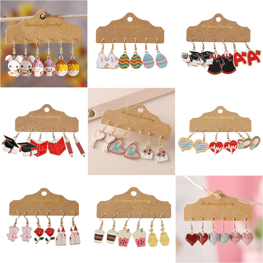 Wholesale Alloy Easter Egg Dangle Earrings Set