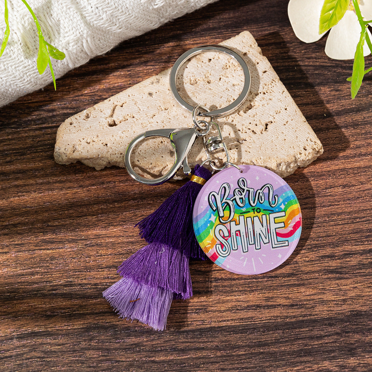 Wholesale Acrylic Gradient Tassel Keychain